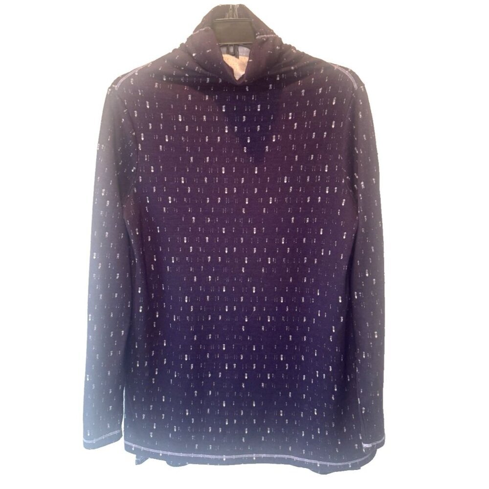 Lilla P Womens Purple Pattern Turtleneck Knit Layering Top L Base Athleisure
